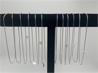 12 - 16” Chain Necklaces - 925 - Approximately