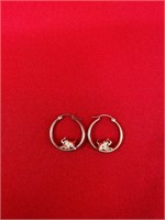 Vintage 10K Elephant Hoop Earrings