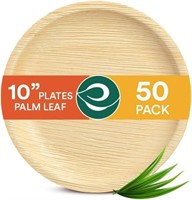 NEW $50 50PK 10"round Palm Leaf Compostable Plates