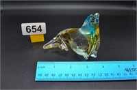 Pretty Art Glass Seal figurine or paper weight