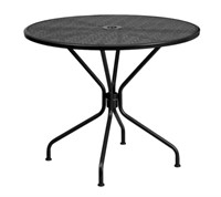ROUND BLACK METAL OUTDOOR TABLE IN BOX
