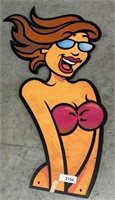 Retro Girl in Bikini Prop Sign.