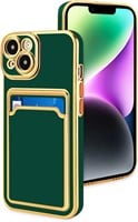 iPhone 14 Case w/ Card Holder - Green  Soft TPU