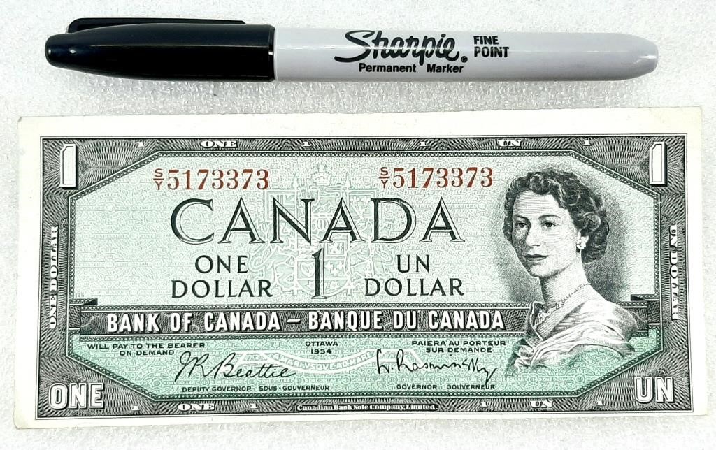 Billet de 1$ CANADA 1954 avec préfixe S.Y