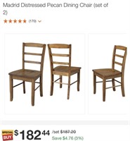 Set of 2 Madrid Distressed Pecan Dining Chairs