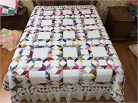 Handmade Quilt #75 Interlocking 16 Point Blocks