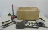 23.75"x 12"x 12" Wood Crate W/Assorted Tools