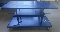 Blue industrial adjustable metal table