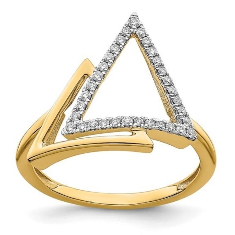 14k Polished Double Triangle Diamond Ring