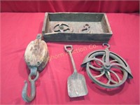 Antique Rope Pullies, Wooden Box, Toy Sand