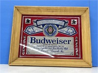 Framed Mirrored Budweiser Sign 14 x 11 "