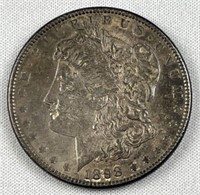 1889 Morgan Silver Dollar, AU, Toned