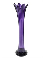 Amethyst Stretch Glass Vase w Shaped Mouth, 20" H