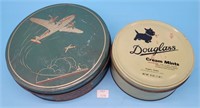 (2) Advertising Tins Art Deco Airplane Design + Do