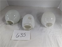 Lot of 3 Wall White Milk Glass Shades