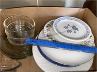 2 box miscellaneous, plates, bowls and more