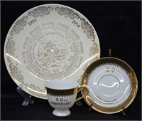 3 pcs. Anniversary Porcelain - Plate & Tea Cup Set