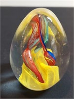 Ribbon Swirl Easter Egg Glass Paperweight
