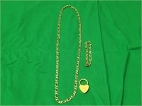 Necklace & Bracelet Set & Heart Keychain