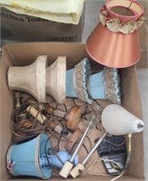 Box of retro lamps and shades - guaranteed to all