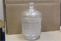 Signed Carnival Glass Jar