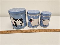 (3) Metal Farm Animal Canisters