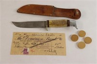 Ruko Sulinger Knife w Sheath, Wooden Nickels
