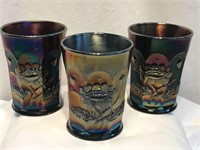 Northwood "Oriental Poppy" Amethyst Art Glass Cups