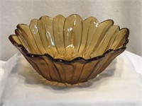 Indiana Glass"Sunflower" Amber Art Glass Bowl