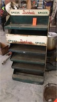 4.5’ vintage metal Durkee spices display
