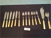 Group of bone handle silverware