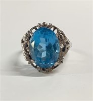 Sterling Ring with Aqua Blue Stone