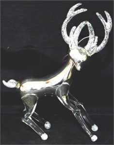 Mercury Glass Deer Ornament 6.5"