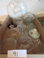 Box of Misc Vintage Glassware/Lids