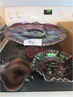 Lot of Vintage Carnival Glass, Ped Plate, Dishes