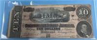 Confederate currency 10 dollars, Feb 17, 1864, sig