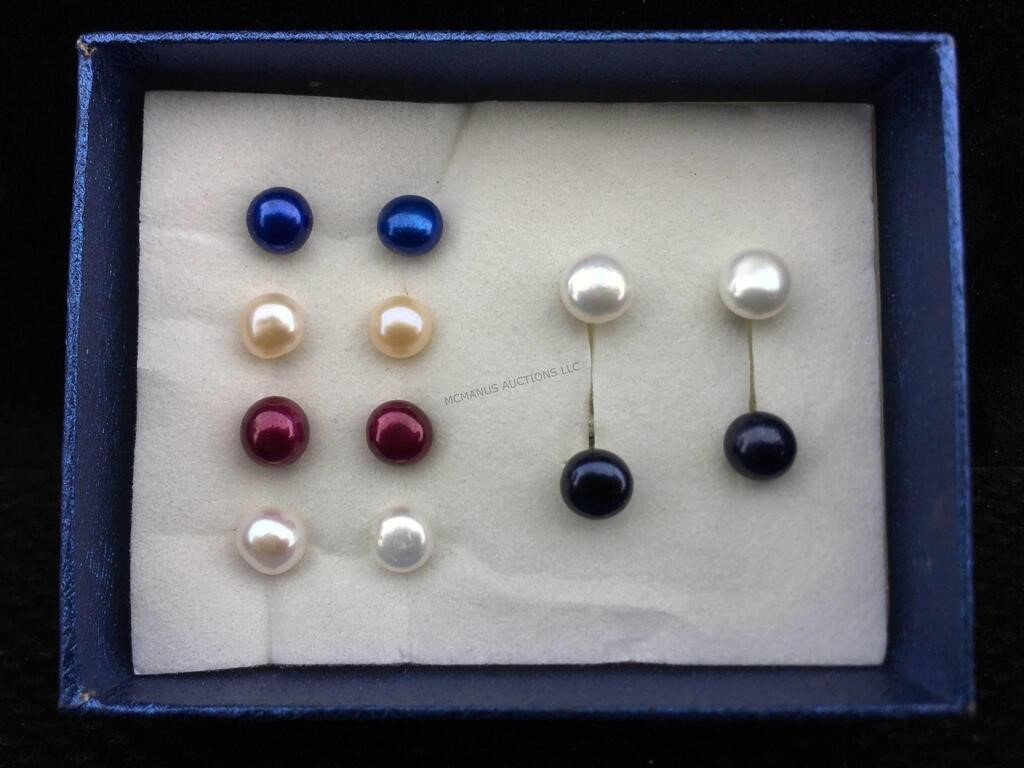 Natural and Dyed Pearl Earring Sets