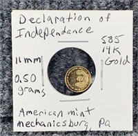 2001 American Mint .585 Gold 0.50 Gram Coin