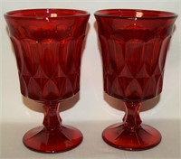 (2) Noritake Perspective Ruby Glass 6 3/8" Water