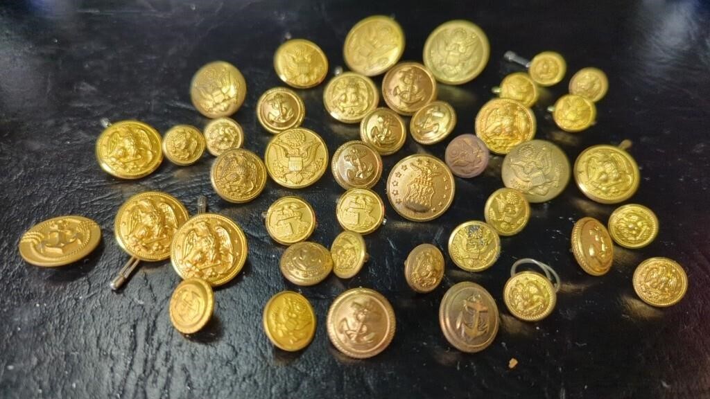 Vintage Brass Military Buttons