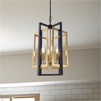 TOCHIC Black-Gold Metal Farmhouse Chandelier, 4 Li