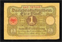 1920 Germany 1 Mark Banknote P# 58 Grades Choice A