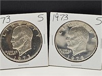 2- 1973 S Eisenhower $1 Coins