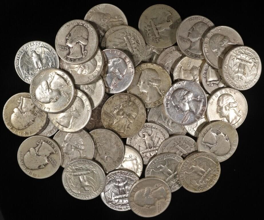 (40) 90% SILVER WASHINGTON QUARTERS