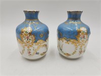 Pair Vtg Austrian Hand Painted Vases