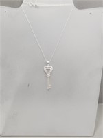 Signed DL Sterling Silver Key Necklace