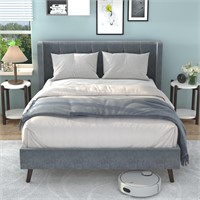 Queen Bed Frame with Velvet Upholstered