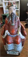 Asian Hand Painted Porcelain Figurine 10 in. Tall