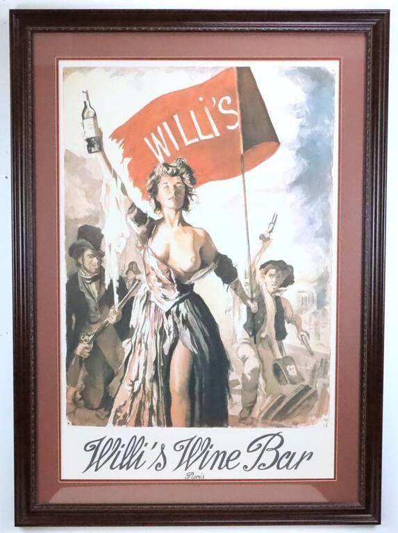 1990 Anthony Palliser Willi's Wine Bar Poster
