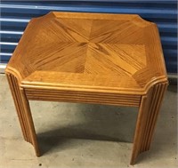 VINTAGE HEAVY WOOD END TABLE SQUARE